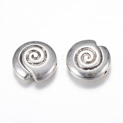 Tibetischer stil legierung perlen, Spirale, Cadmiumfrei und Nickel frei und Bleifrei, Antik Silber Farbe, 15x15x6 mm, Bohrung: 1 mm, ca. 220 Stk. / 1000 g