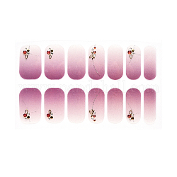 Full Cover Nombre Nagelsticker, selbstklebend, für Nagelspitzen Dekorationen, rosigbraun, 24x8 mm, 14pcs / Blatt
