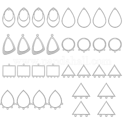 Chgcraft DIY Geometrie-Schmuckherstellungs-Set, inklusive 201 und 304 Edelstahl-Kronleuchterkomponenten, Gliedern und Anhängern, tropfenförmig, rund und dreieckig, Edelstahl Farbe, 32 Stück / Karton
