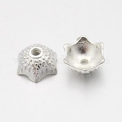 Tibetan Style Bead Caps, Lead Free and Cadmium Free, Silver Color Plated, about 8mm in diameter,4mm thick, hole: 1mm