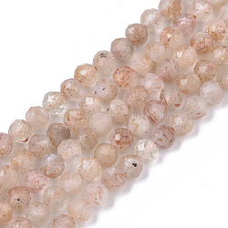 Natürliche sunstone Perlen Stränge, facettiert, Runde, 4 mm, Bohrung: 0.7 mm, ca. 94 Stk. / Strang, 15.35 Zoll (39 cm)