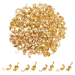 Nbeads 160 Stück 4-Stil-Perlenspitzen aus Legierung, Kalotte endet, Clamshell-Knotenabdeckung, Herz-, Blumen-, Muschel- und Sternform, golden, 10~11x4.5~5 mm, Innendurchmesser: 4~4.5x4~4.5 mm, 40pcs / style