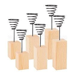 Blocco di legno di pino pianta base modello di blocco di legno, con vaso di fiori linea primavera in ferro stile nordico, Burlywood, 12 pc / set