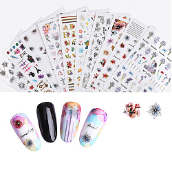 Retro Style Nail Decals Stickers, Flower Horse Animal Self-adhesive 3D Nail Art Supplies, for Woman Girls DIY Nail Art Design, Mixed Color, 15.2x8.7cm