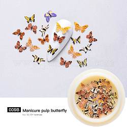 Papier-Cabochons, Nagelkunstdekorationen, lebensechter Schmetterling, Sandy Brown, 4~8x5~10x0.1 mm, ca. 50 Stk. / Kasten
