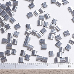 Miyuki Tila Perlen, japanische Saatperlen, 2-Loch, (tl194) Palladium plattiert, 5x5x1.9 mm, Bohrung: 0.8 mm, ca. 118 Stk. / 10 g