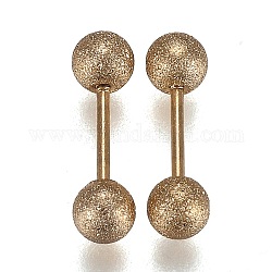 304 Stainless Steel Ball Stud Earrings, Textured, Barbell Cartilage Earrings, Golden, 16x5mm, Pin: 0.7mm, 12pairs/set