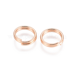 304 из нержавеющей стали разрезные кольца, кольца с двойной петлей, розовое золото , 10x2 мм, внутренний диаметр: 8 мм, одножильный: 1 мм