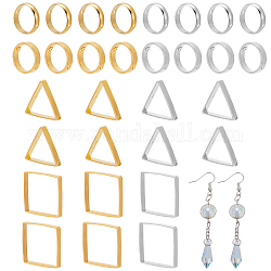 Pandahall elite 32pcs 8 cadres de perles en laiton de style, Anneau et triangle et losange, platine et d'or, 12x3mm, Trou: 1mm, 4 pièces / style