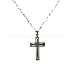 Collana con pendente a croce in acciaio al titanio che si illumina al buio, 23.62 pollice (60 cm)