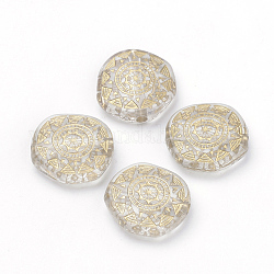 Perles acryliques transparentes, métal doré enlaça, plat rond, clair, 18x17.5x6mm, Trou: 2mm
