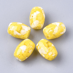 Harz perlen, Nachahmung Edelstein-Chips-Stil, Trommel, Gelb, 15x11 mm, Bohrung: 1.8 mm
