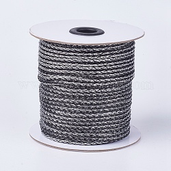 Metallic Cord, Resin and Polyester Braided Cord, Dark Gray, 4mm, about 50yards/roll(45.72m/roll)
