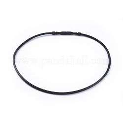 Caoutchouc Collier cordon faisant, noir, Taille: environ 44 cm de long, Câble métallique: 3 mm de diamètre.