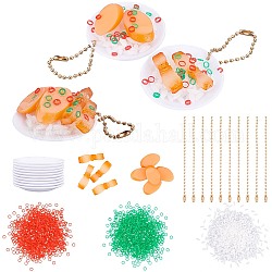 Olycraft DIY Imitation Food Jewelry Making Finding Kits, Including Hot Pepper Slice & Rice & Streaky Pork PVC & ABS Plastic Pretending Prop Decorations, Iron Ball Chains, Mixed Color