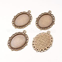Zinc Alloy Pendant Settings for Cabochon & Rhinestone, DIY Findings for Jewelry Making, Cadmium Free & Nickel Free & Lead Free, Oval, Antique Bronze, Tray: 25x18mm, 39x29x2mm, Hole: 2mm