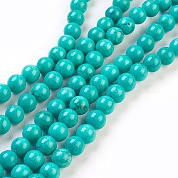 Natural Magnesite Beads Strand, Round, Dyed & Heated, Turquoise, 8mm, Hole: 1mm