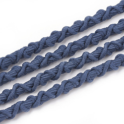 Cordon élastique, avec l'extérieur en nylon et caoutchouc à l'intérieur, bleu acier, 5.5mm, environ 100 yards/paquet(300 pieds/paquet)