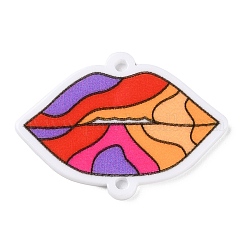 Breloques connecteur en résine opaque, liens à lèvres, colorées, 26.8x38x2mm, Trou: 2mm
