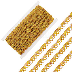 エスニックスタイルのポリエステルレースリボン  キラキラ波状レーストリム  服飾材料  ゴールド  3/8インチ（10mm）