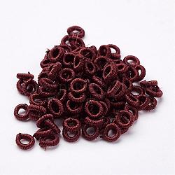 Perlas de tejido de poliéster, anillo, marrón, 6x2mm, agujero: 3 mm, aproximamente 200 unidades / bolsa