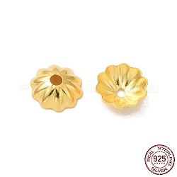 925 Sterling Silber Perlenkappen, Multi-Blütenblatt, Blume, echtes 18k vergoldet, 5x1.5 mm, Bohrung: 0.9 mm, ca. 195 Stk. / 10 g
