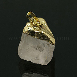 Natural Crystal Pendants, with Brass Findings, Nugget, Golden Metal Color, Shapelessness, 27~45x21~31x15~25mm, Hole: 10~12x3~7mm