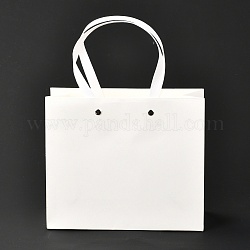 Sacs en papier rectangle, avec poignées en nylon, pour sacs-cadeaux et sacs à provisions, blanc, 21x0.4x18 cm