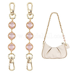 WADORN 2Pcs Glass Link Bag Handle Extenders, with Alloy Swivel Clasps, Purse Making Supplies, Pearl Pink, 12.5cm