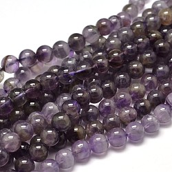 Natürlichen Amethyst runde Perle Stränge, Klasse bc, 6 mm, Bohrung: 1 mm, ca. 63~65 Stk. / Strang, 15.3 Zoll