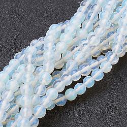 Opalite lose Perlen, Opal runde Perlen Stränge, weiß, 6 mm, Bohrung: 0.8 mm, ca. 65 Stk. / Strang, 14.5~15 Zoll