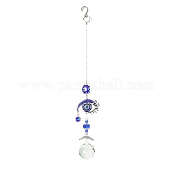 K9 cristal verre grand pendentif décorations, capteurs de soleil suspendus, avec crochet en métal, mauvais œil, bleu, 402x47.5mm