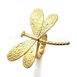 304 verstellbarer Fingerring aus Edelstahl für Damen, Libelle, golden, uns Größe 7 1/4 (17.5mm)