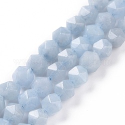 Chapelets de perles en aigue-marine naturelle, facette, ronde, 8mm, Trou: 1.2mm, Environ 48~49 pcs/chapelet, 15.31'' (38.9 cm)