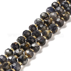 Perles naturelles Iolite brins, avec des perles de rocaille, facettes rondelle, 7~8x5~6mm, Trou: 1mm, Environ 45~46 pcs/chapelet, 14.57''~14.96'' (37~38 cm)