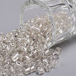 6/0 Glasperlen, Silber ausgekleidet Rundloch, Runde, weiß, 6/0, 4 mm, Bohrung: 1.5 mm, ca. 500 Stk. / 50 g, 50 g / Beutel, 18 Beutel / 2 Pfund