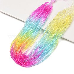 Transparent Gradient Color Glass Beads Strands, Segmented Multi-color Beads, Faceted Round, Colorful, 4mm, Hole: 1mm, about 100pcs/strand, 14.96''(38cm)