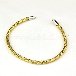 Braided PU Leather Cord Bracelet Making, with Brass Cord Ends, Nice for DIY Jewelry Making, Gold, 165x3mm