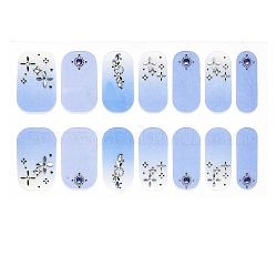 Full Wraps Nagellackstreifen, selbstklebende Nagellack-Sticker mit Farbverlauf, für Frauen Nagelspitzen Dekorationen, Himmelblau, 24x8 mm, 14pcs / Blatt