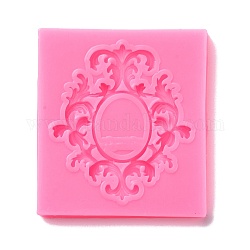 Retro Embossed Lacy Oval Fondant Molds, Cake Border Decoration Food Grade Silicone Molds, for Chocolate, Candy, UV Resin & Epoxy Resin Craft Making, Hot Pink, 76x69x7.5mm, Inner Diameter: 63x56mm