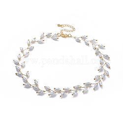 Colliers en perles de verre ovales à facettes galvanisées, avec épingles en laiton, rallonge de chaîne et fermoirs à pince de homard, or, grises , 12.4 pouce (31.5 cm)
