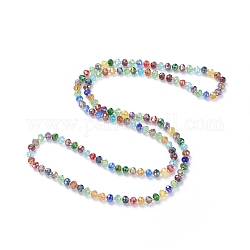 Galvaniser abaque facettes colliers de perles de verre, avec des perles en verre de graine, couleur mixte, 31.1 pouce (79 cm)