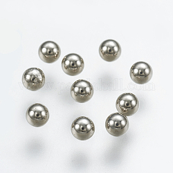 925 Sterling Silber Perlen, Runde, kein Loch, Platin Farbe, 3 mm