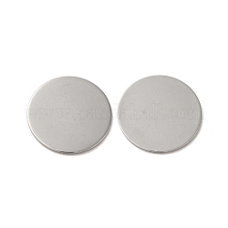 Cabochons en 304 acier inoxydable, blank tag, plat rond, couleur inoxydable, 24.85x0.5~1mm