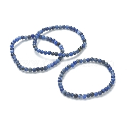 Bracciali di perline tratto sodalite naturale, tondo, perline: 4~5 mm, diametro interno: 2-1/4 pollice (5.65 cm)