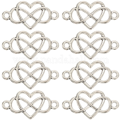 SUNNYCLUE 60Pcs Tibetan Style Alloy Connector Charms, Lead Free & Cadmium Free, for Valentine's Day, Heart with Infinity Links, Antique Silver, 12.5x24x2mm, Hole: 1.8mm