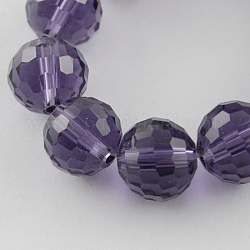 Chapelets de perles en verre transparent, facetté (96 facettes), ronde, bleu foncé, 12mm, Trou: 2mm, Environ 50 pcs/chapelet, 22.4 pouce