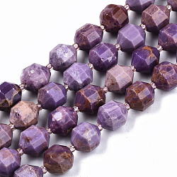 Fili di perle di pietra mica naturale di lepidolite / viola, tondo, sfaccettato, 10.5x9mm, Foro: 1.2 mm, circa 37pcs/filo, 14.96 pollice (38 cm)