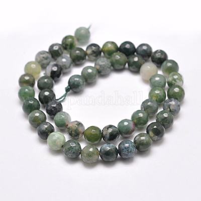 Chapelets de perles en agate mousse naturelle&nbsp;G-F350-8mm-1