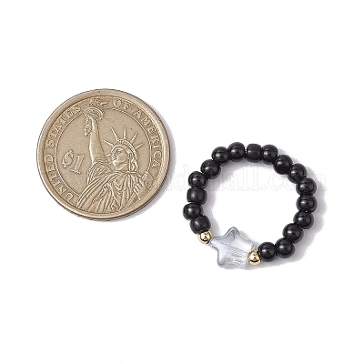 Glasperlen strecken Ringe&nbsp;RJEW-JR00821-1